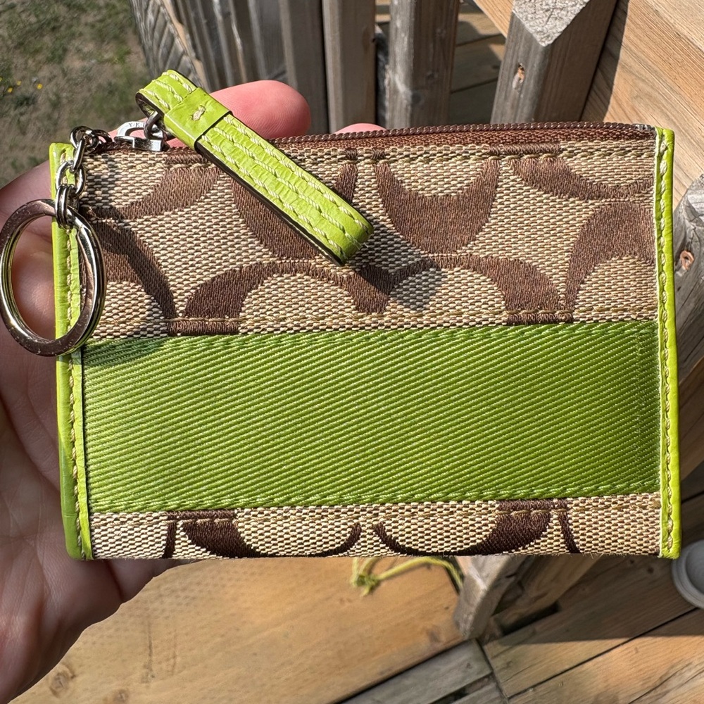 Coach Signature Canvas Shoulder Bag with Lime Green Trim - Picture 6 of 6